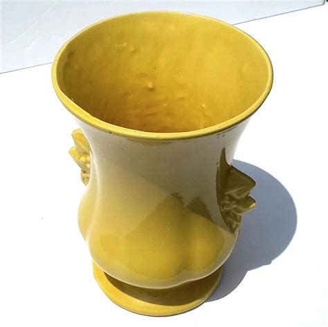 Mid Century Vintage Mccoy Pottery Yellow Vase Stephen A Kramer Ltd