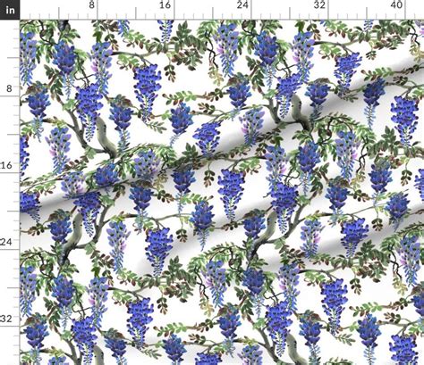 Summer Wisteria Fabric Wisteria By Svetlana Prikhnenko Etsy