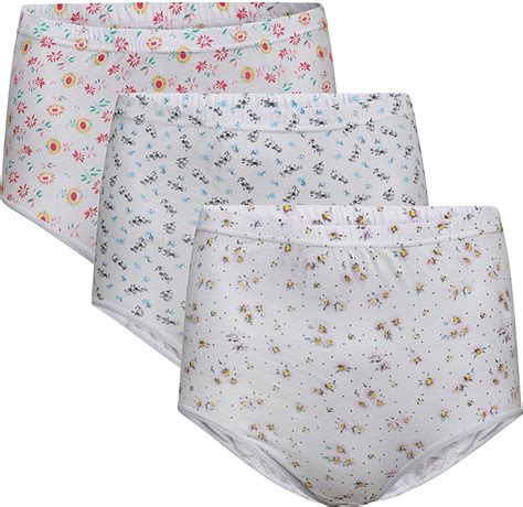 6 pack of womens ladies underwear floral printed full size briefs 100 cotton assorted prints