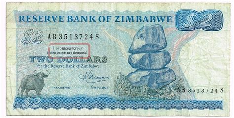 1983 Zimbabwe Two Dollars Note P1b