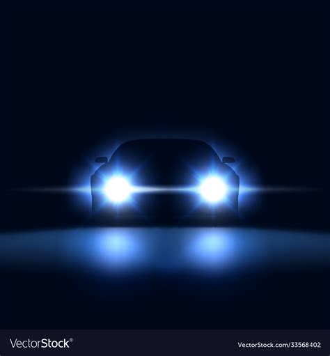 Night Car With Bright Headlights Approaching Vector Image