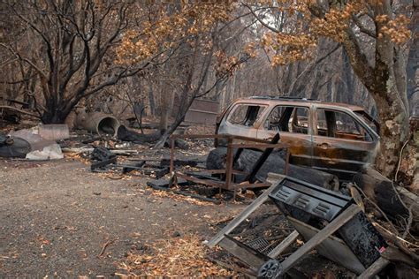 Australian Bushfire Aftermath Burnt Car Carcass At Blue Mountains