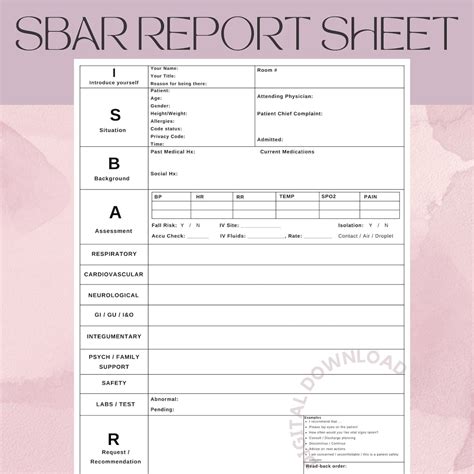 SBAR Report Sheet Sbar Nurse Sheet Nursing Report Sheet Sbar Nursing
