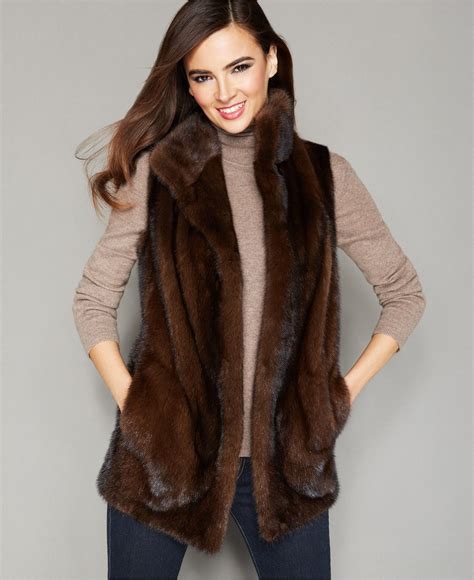 The Fur Vault Stand Collar Mink Fur Vest Coats Women Macys Fur