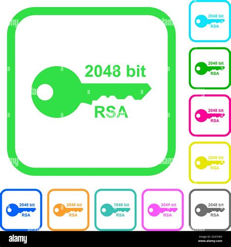 2048 Bit Rsa Encryption Vivid Colored Flat Icons In Curved Borders On