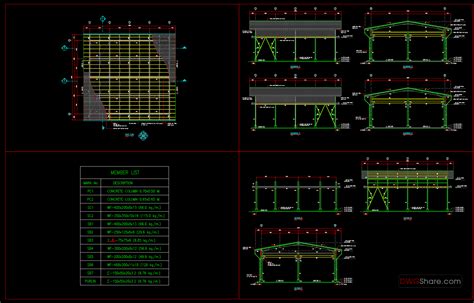 6shelter Steel Structure Autocad Drawing Free Download