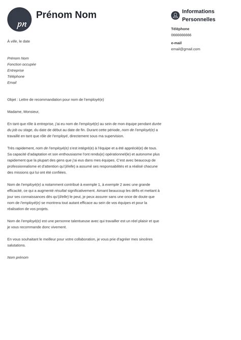 Lettre De Recommandation Exemple Comment La Demander