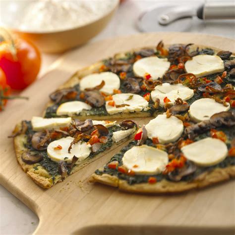 Spinach And Mushroom Pizza With Goat Cheese