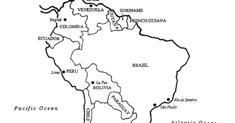 South America Map Black And White Map Of World