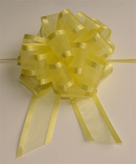 Yellow Organza Pull Bow With Satin Edge 12 Individually Pac