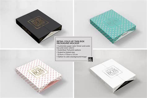 Fold Up Retail Thin Box Packaging Mockup By Inc Design Studio