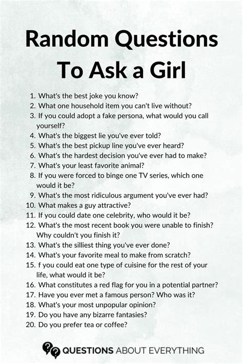 Random Questions To Ask A Girl Questions To Ask Girlfriend Questions To Get To Know Someone
