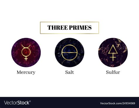 Salt Mercury Sulfur Set Alchemical Symbols Vector Image