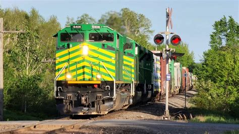 Sd70m 2 Emd Leads Nbsr Train 121 Across Southern New Brunswick Youtube