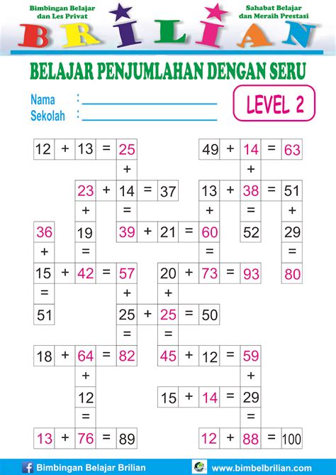 Soal Penjumlahan Model Teka Teki Bimbel Brilian Bimbel Brilian