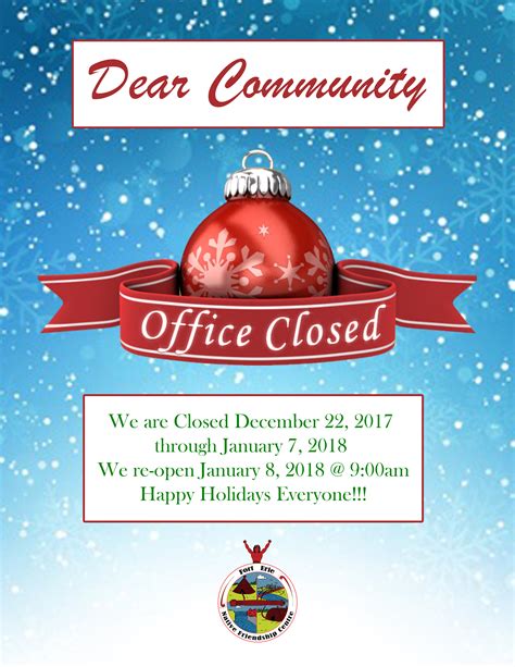 Closed For Christmas Break Fort Erie Native Friendship Centre