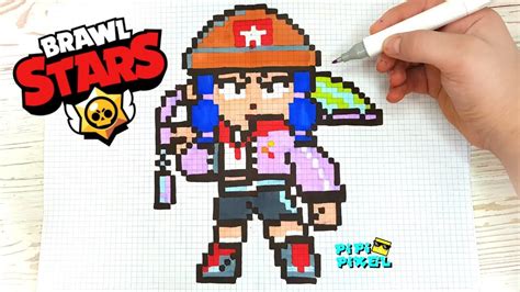 ГЕРОИНЯ БИБИ из ИГРЫ Brawl Stars РИСУНКИ ПО КЛЕТОЧКАМ Pixel Art Youtube