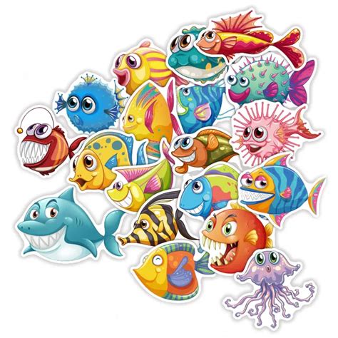 Td Zw 40 Pcslot Cute Cartoon Sea Fishes Stickers For Car Laptop