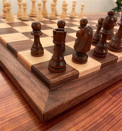 Solid Wood Chess Board Etsy