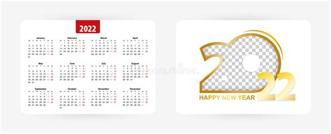 Pocket Calendar 2022 Vector Illustration Stock Vector Illustration