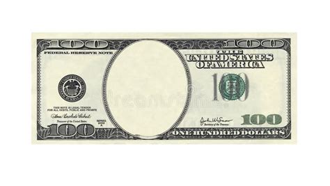 One Hundred Dollars Bill With No Face On White Stock Images Dollar