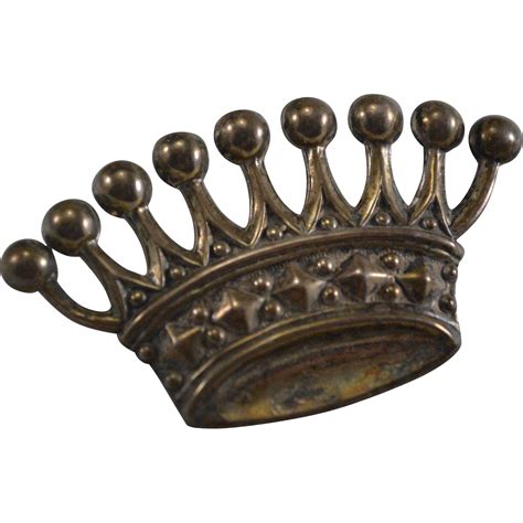 Vintage Sterling Silver European Crown Pinbrooch From