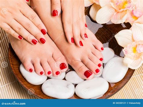 beautiful female feet at spa salon on pedicure procedure stock image image of pedicure beauty
