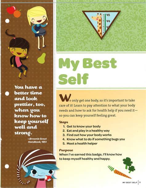 All the requirements for the brownie badges. Brownie Quest Skill Building Badge - My Best Self: Cover ...