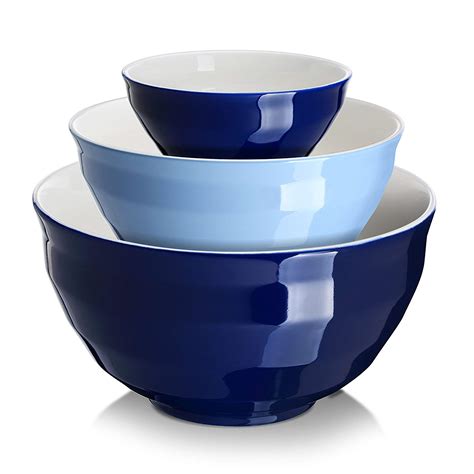 DOWAN Ceramic Mixing Bowls for Kitchen, Size 4.25/2/0.5 Qt Large 