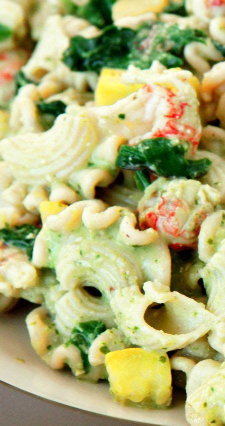 Garlic Chive Pesto Pasta With Langostino Lobster Langostino Recipes