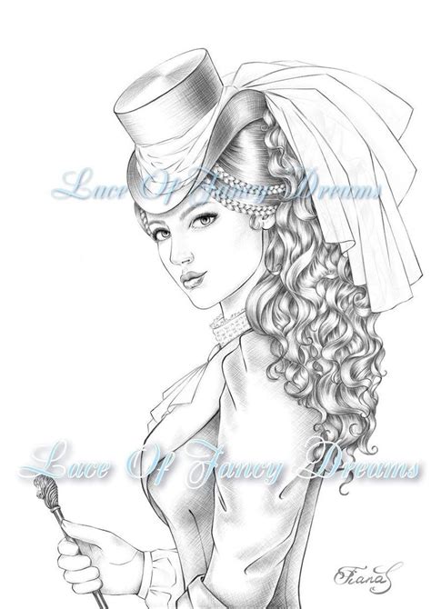 Here is the list of free coloring pages available for download now! Victorian woman coloring page for adult coloring sheet to ...