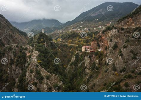 Scenic Mountain Autumn Landscape With A Monastery Stock Image Image