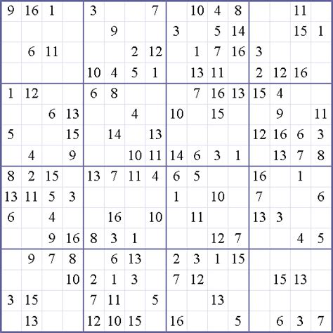 Sudoku 16 X 16 Para Imprimir Super Sudoku 16x16 A Giant