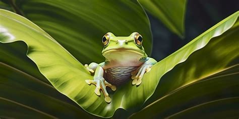 Dumpy Frog On Leaves Frog Amphibian Reptile Generative Ai 33061750