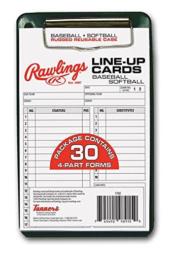 Rawlings Baseballsoftball Line Up Cards Stripes And Strikes