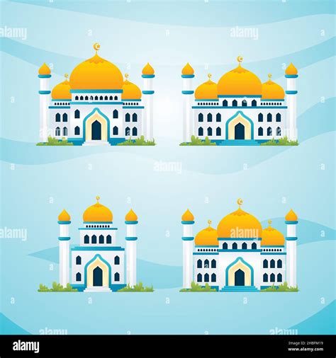 Mosque Collections Modern Islamic Building Illustration With Flat