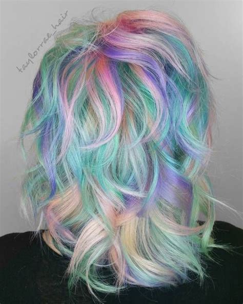 Medium Multi Colored Pastel Hairstyle Vivid Hair Color Rainbow Hair