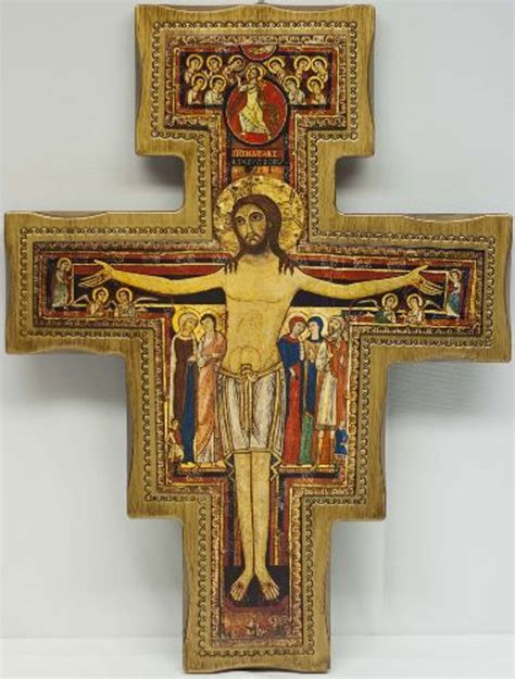 San Damiano Crucifix Vivid Colors Gold Border Rich Imagery 30