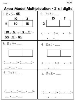 You may add a memo line that will appear on the worksheet for additional instructions. 28 Area Model Multiplication 4th Grade Worksheet - Free ...