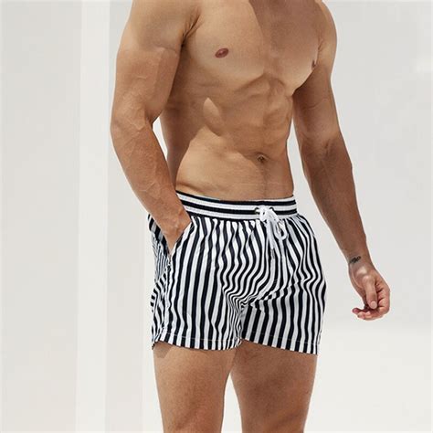 Striped Swimwear Men Beach Shorts Pants Loose Leisure Board Shorts Men