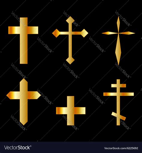 Golden Christian Crosses In Different Designs Vector Image