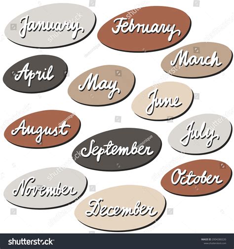 Month Names Handwritten Set Names Months Stock Vector Royalty Free