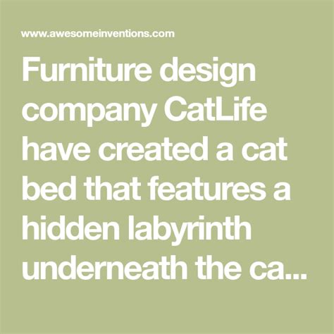 Furniture Design Company Catlife Have Created A Cat Bed That Features A