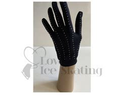 Black Lycra Ice Skating Competition Gloves With Rhinestones Love Ice