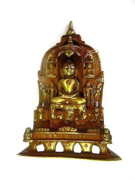 Brass Jain Altar Piece With Silver Inlay Zother Oriental