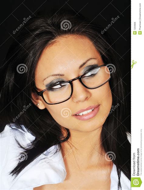 Beautiful Woman Wearing Glasses Stock Photo Image Of