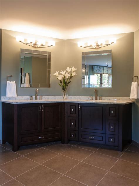 We would like to show you a description here but the site won't allow us. Angled Double Vanity Adds Dimension to Contemporary Bathroom | HGTV