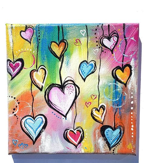 Love Hearts Art Pride Wall Decor Abstract Heart Wall Art Mini