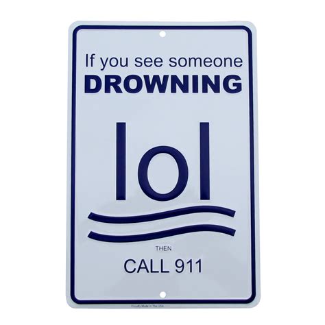 Drowning Lol Call 911 Funny No Swimming Swim At Own Risk Warning Tin