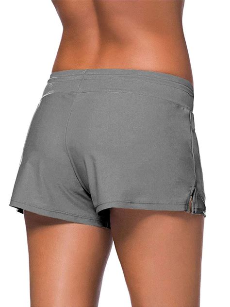 Willbond Women Swimsuit Shorts Tankini Swim Briefs Plus Size Grey